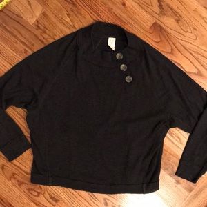 Free People Charcoal Buttoned Hoodie